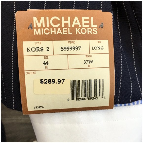 New Michael Kors Mens Suit 2 Piece Set Size 44L‎ Jacket Blazer Pants Wool Blue - Picture 4 of 16